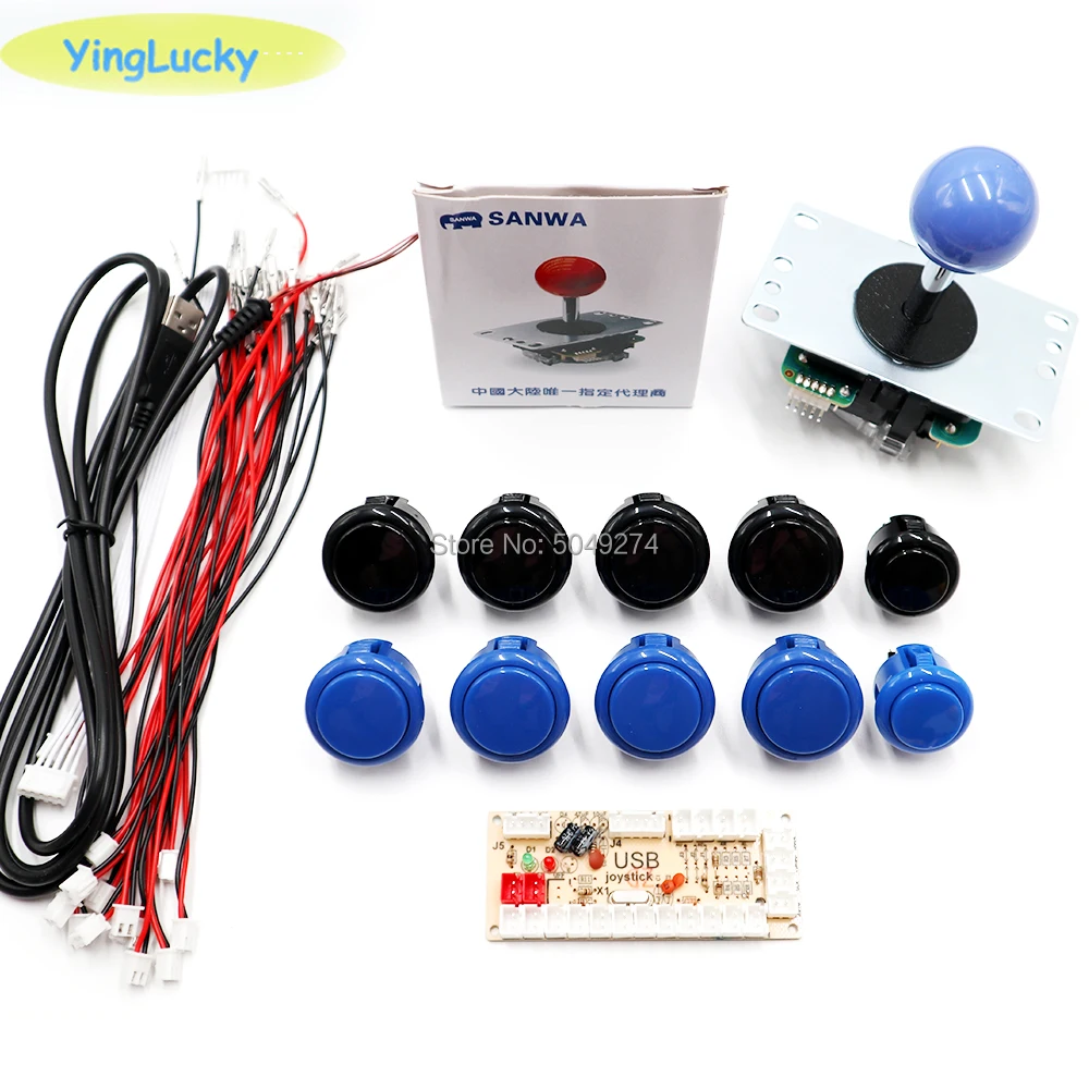 Sanwa Джойстик 8YT, OBSF 24 мм, Комплект Аркады своими руками, аркадный джойстик DIY Kit, USB кодировщик для ПК, для Аркады MAME& Raspberry Pi 3B