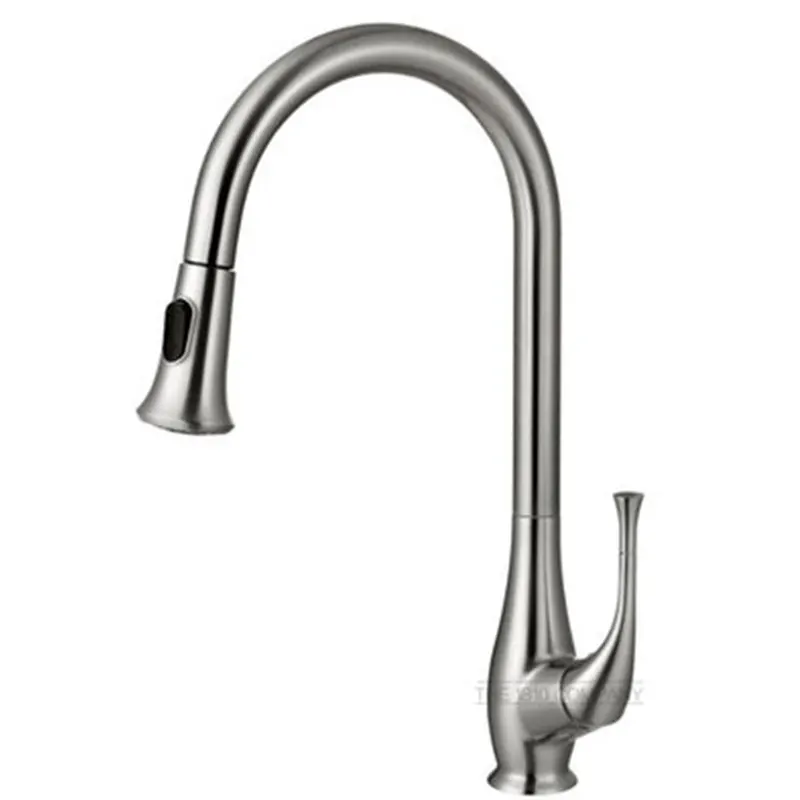 chrome vase Dfrkjhre кухонный кран из никеля с одной ручкой выдвижной кухонный кран с одним отверстием поворотный кран с ручкой 360 градусов смеситель для воды - Цвет: chrome vase