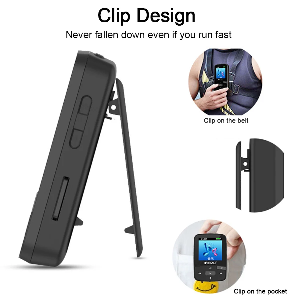 RUIZU X50 Спортивный Bluetooth MP3 плеер 8 ГБ мини прищепка с экраном поддержка FM запись