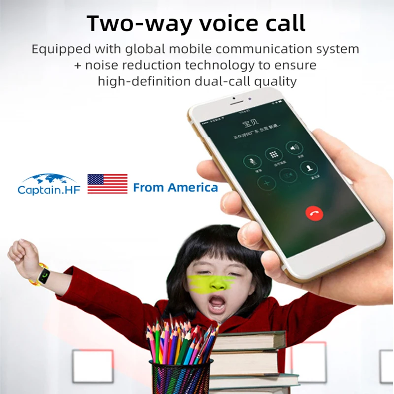 Детские Смарт часы Captain HF с функцией SOS настоящий гео сигнал местоположения