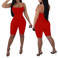80 hot sales solid color sexy women sleeveless skinny elastic nightclub sport jumpsuit romper