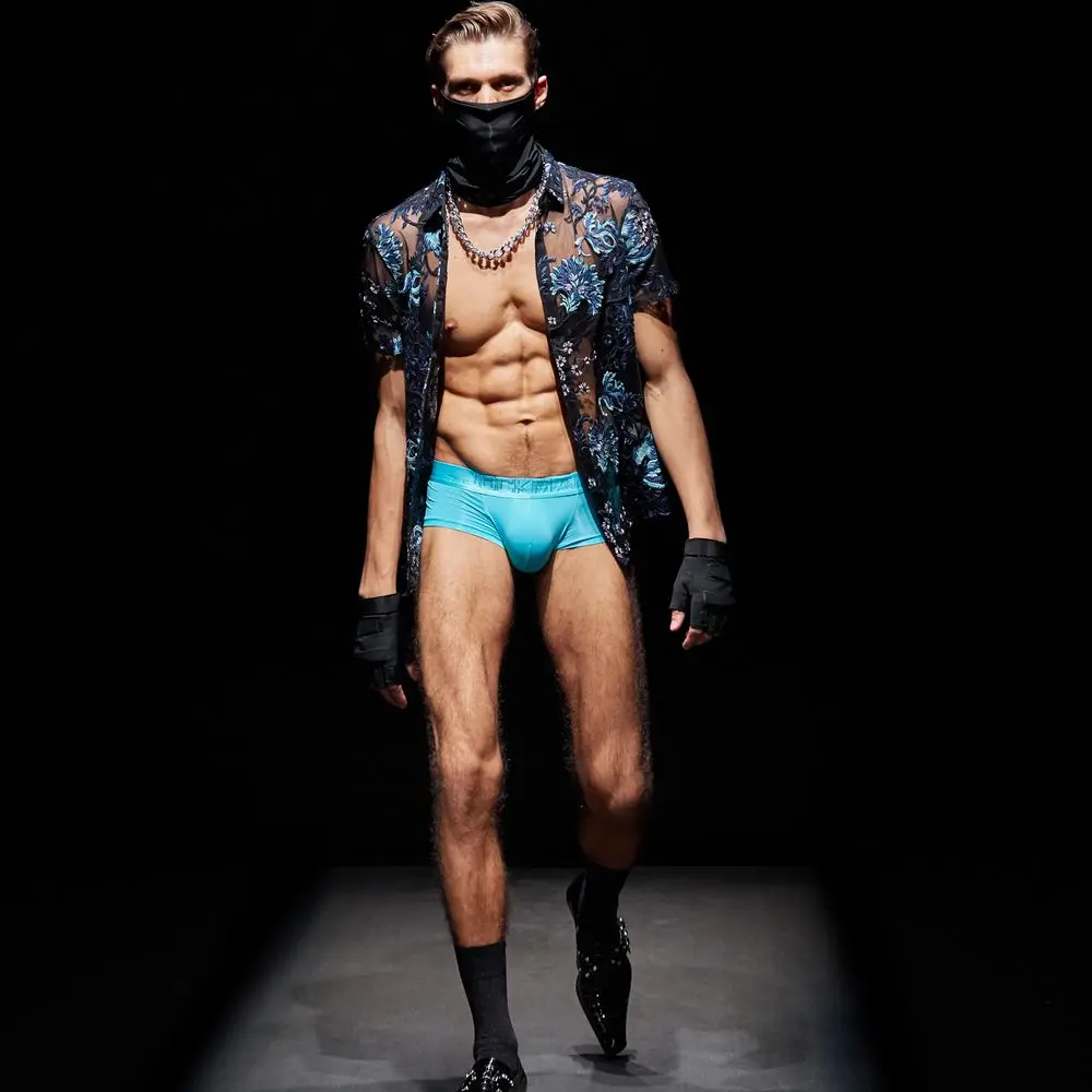 JOCKMAIL, ультратонкое сексуальное нижнее белье, мужские боксеры, одноцветные выпуклые мужские трусы, Короткие трусы, мужские трусы-боксеры