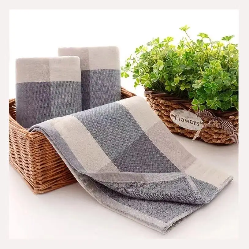 

Japanese simple gauze cotton plaid towel adult couple household face towel soft water absorption not shedding special price