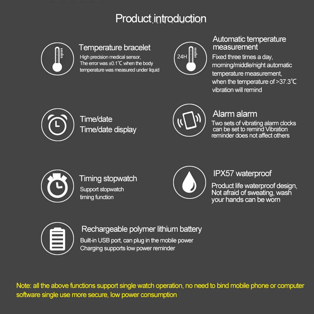 Смарт браслет Smarthwatch с автоматическим тестированием температуры тела