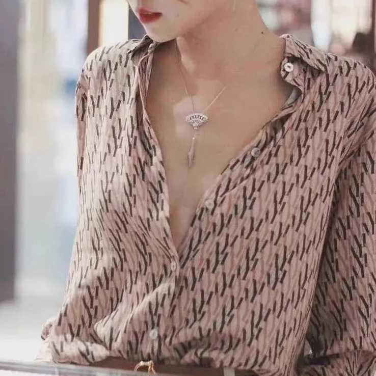 Женская рубашка с отложным воротником и длинным рукавом|Рубашки| |