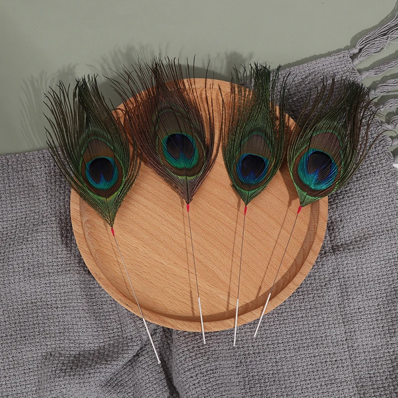 

4 шт., серебряные павлиньи перья для очистки ушей