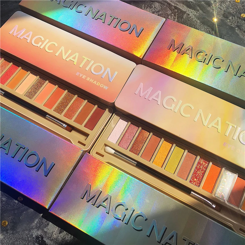 Палетка матовых теней для век 12 цветов желтые яркие блестящие водостойкие