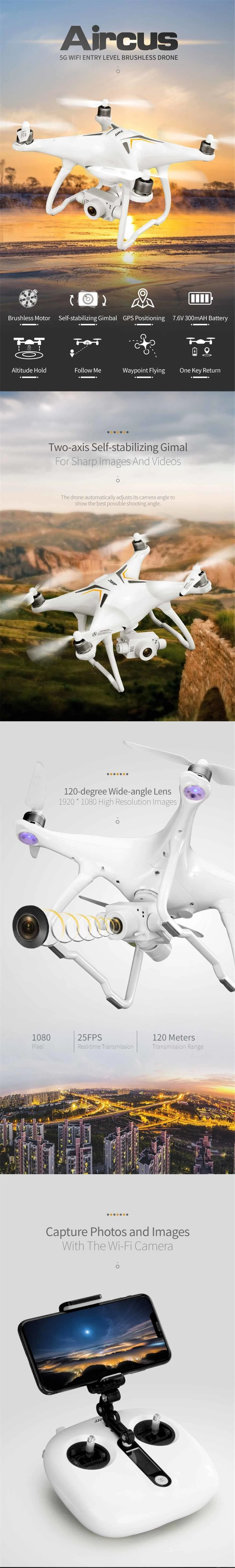 JJRC X6 Aircus 5g Wi-Fi Fpv двойная Gps 1080p широкоугольная камера самостабилизирующийся гиростабилизатор режим высоты Радиоуправляемый Дрон Квадрокоптер Rtf ZLRC
