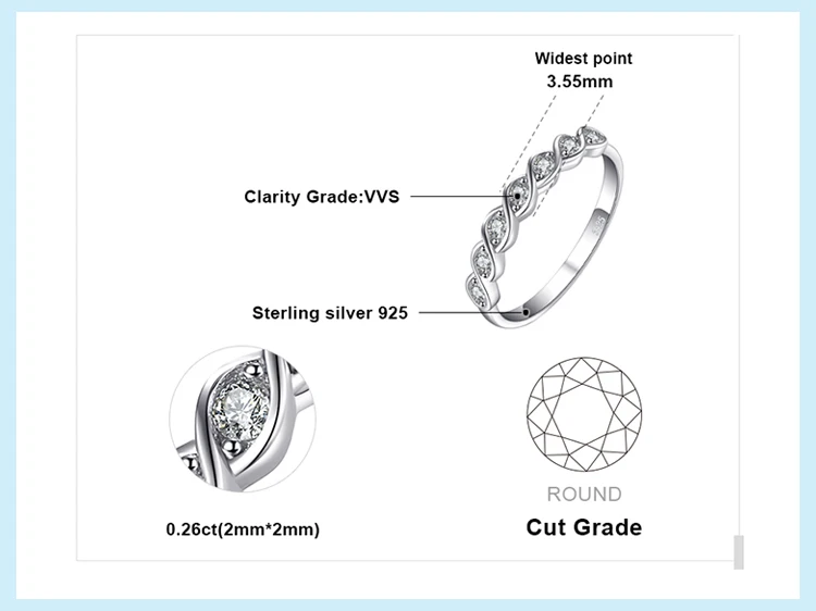 Jewelrypalace Классический круглый фианит Свадебные Promise Ring 925 стерлингов Серебряные Ювелирные Изделия Простые Свадебные Обручение кольцо