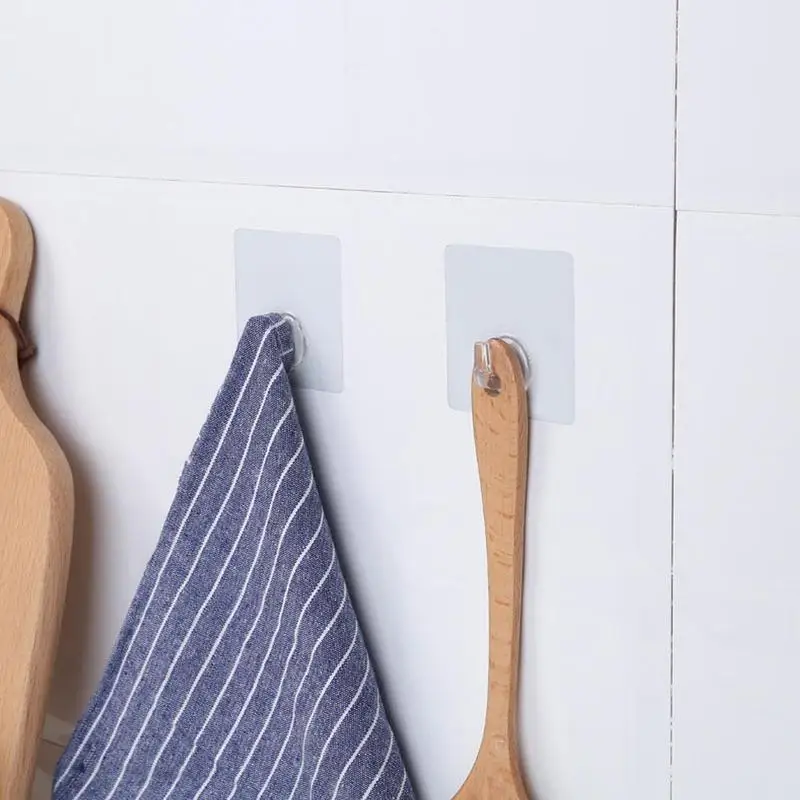 

Universal Strong Hooks Transparent Self Adhesive Door Holder Organizer Kitchen Sticky Key Hangers Storage Wall Bathroom Q0O4