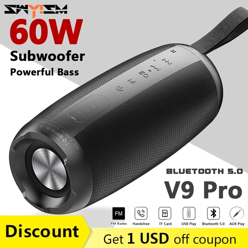 

Bluetooth-колонка, 60 Вт, IPX7, водостойкая
