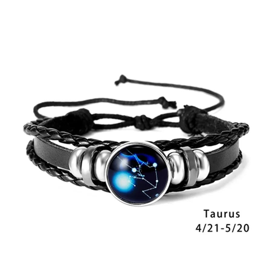 Мужской светящийся браслет с 12 созвездиями Leo Scorpio Козероги Девы Gemini Pisces taureus
