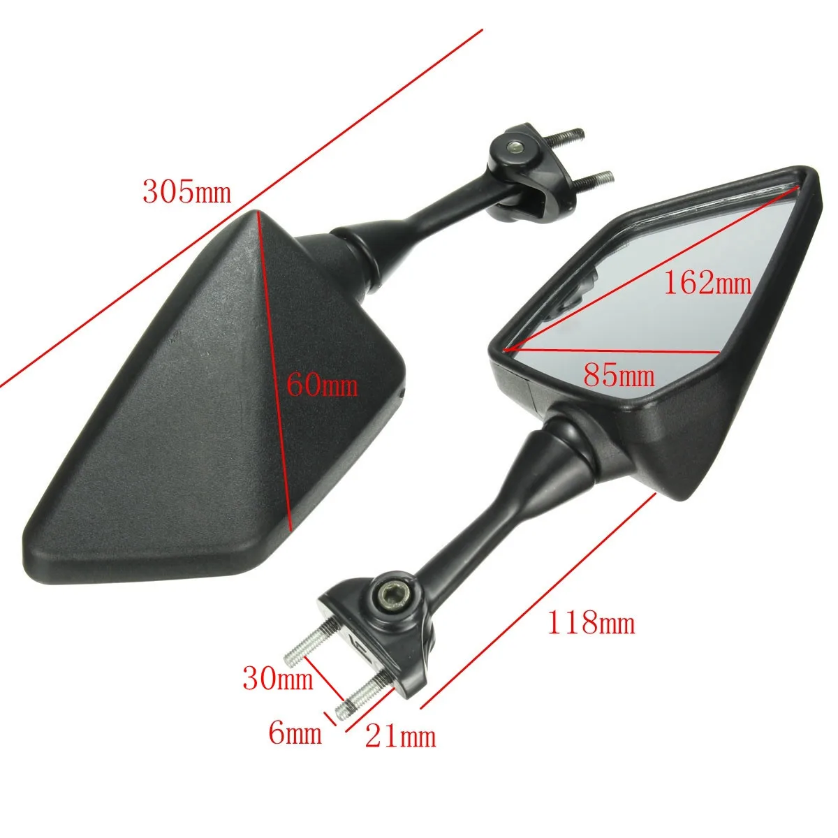 

2pcs Motorcycle Mirrors Rearview Rear View Mirror for KAWASAKI NINJA 250R EX250 2008 2009 2010 2011 2012 2013