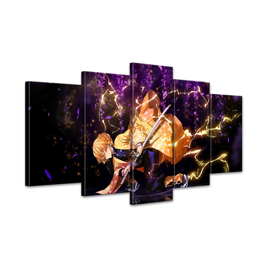 

Modular Picture HD Printed Poster 5 Pcs Demon Slayer Kimetsu No Yaiba Anime Canvas Paintings Wall Art For Living Room Home Decor
