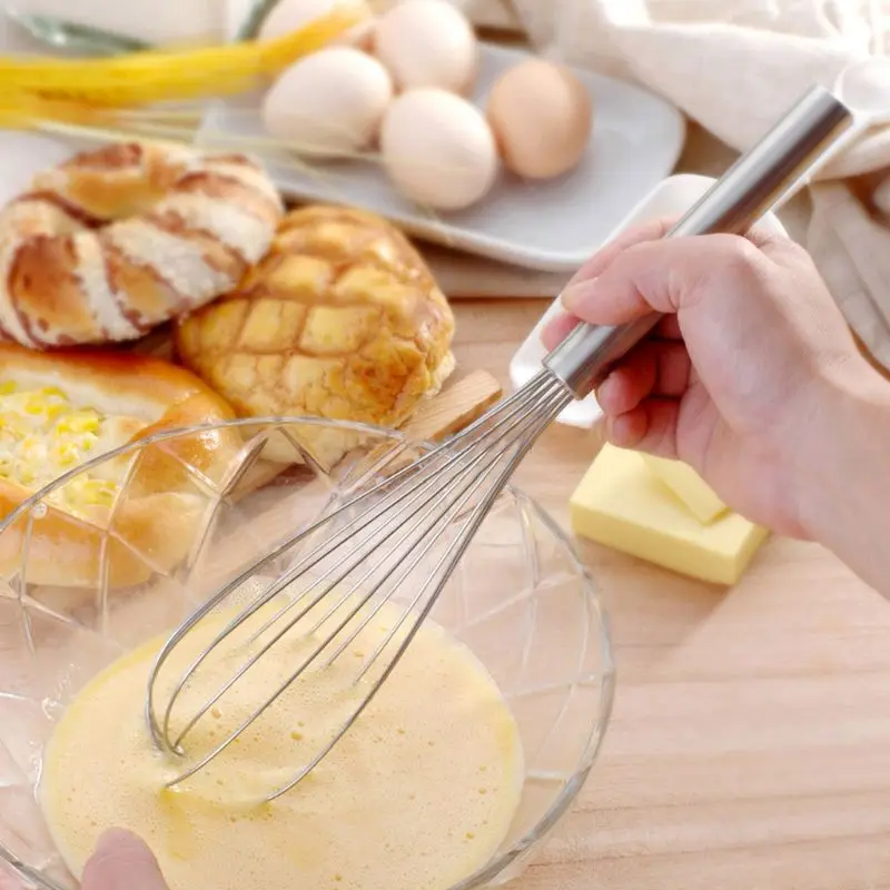 3pcs/set 8'' 10'' 12'' Stainless Steel Egg Beater Hand Whisk Flour Mixer Blender Frother Cream Whippers Kitchen Dessert Tool