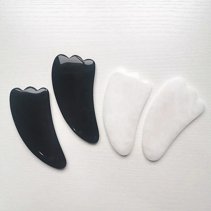 Высококачественный натуральный белый мрамор Guasha камень в форме доски ручной