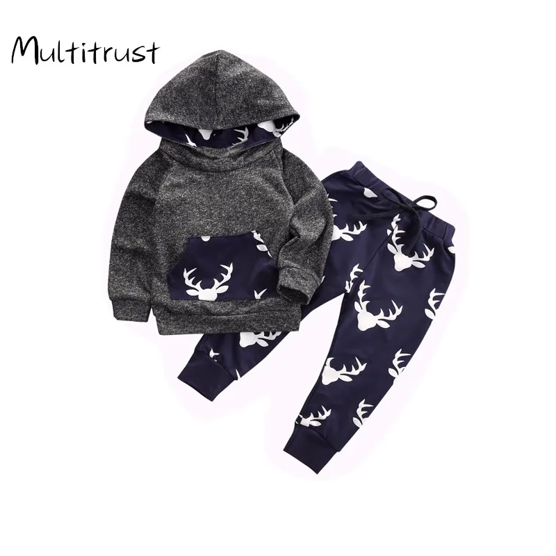 

Multitrust Casual cotton hooded Newborn Infant Baby Boy Girl Warm Deer Hoodie Top+Legging Pant Outfits Set 0-18M