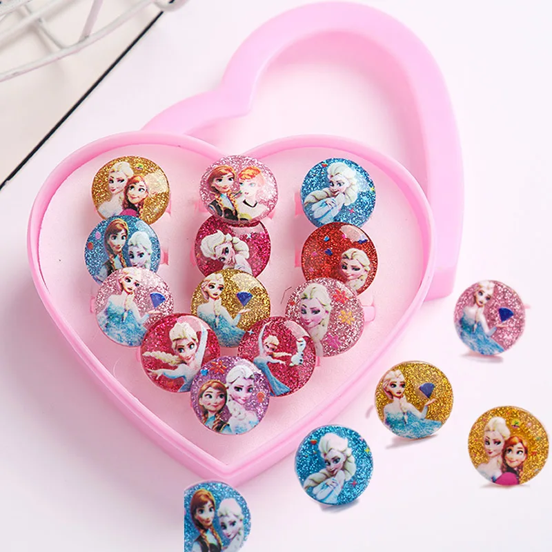 12 шт./компл. мультфильм Disney мультфильма «Холодное сердце кольца детская кольца для девочек Набор Колец Кольца, ювелирное изделие, сердце, Дисплей