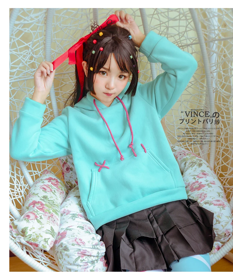 

Famous Anime Role Vanellope Von Schweetz Cosplay Costume Cute Fashion Casual Hoodie Alduit Children Daily Wear Full Set In Stock