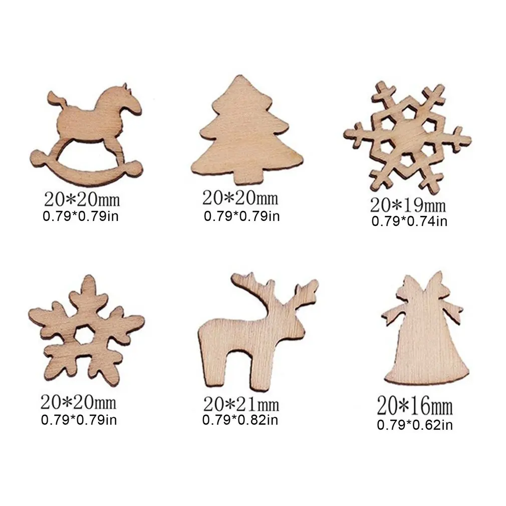 

New 100 Pieces Painting Santa Ornament DIY Christmas Decoration Cartoon Snowflake Wood Chip Pendants Ornaments Hanging Gifts