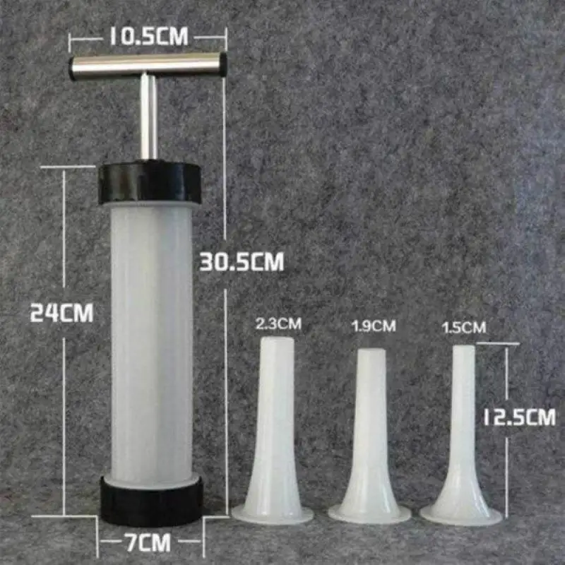 

Manual Sausage Stuffer Hand Food Grade Sausage Stuffer Meat Fillers Machine Homemade Sausage Tool Food Maker Funnel Nozzle Set