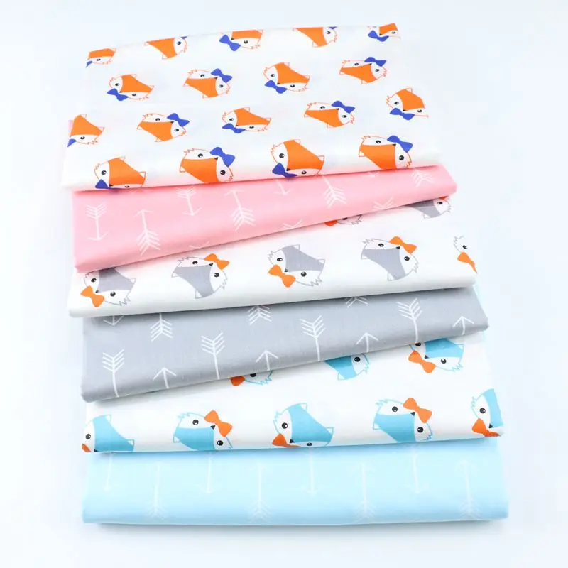 6 шт./лот хлопковая стеганая ткань серии Лиса 50x40 см для малышей/детей Лоскутная