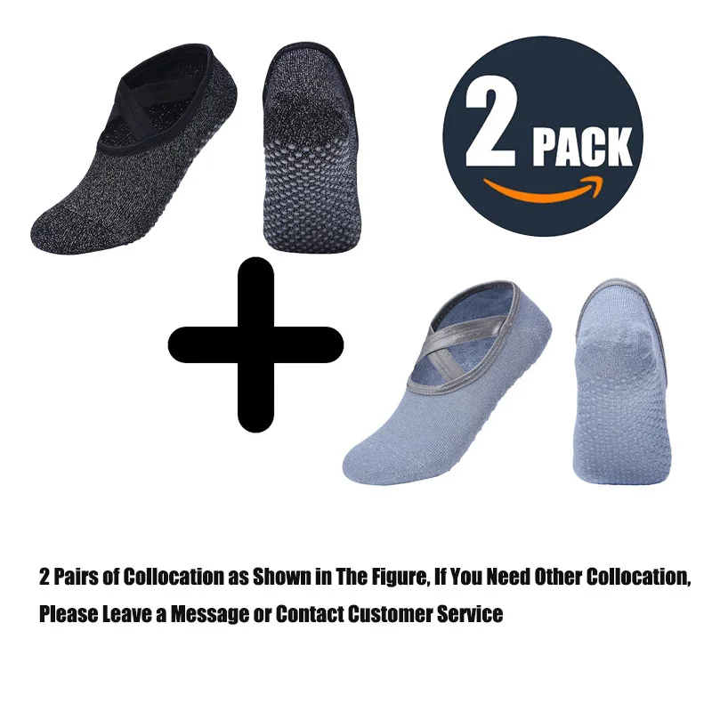 Two Pairs Новые спортивные носки для йоги, тапочки, женские нескользящие Хлопковые женские носки для пилатеса, носки для балета, защита каблука, профессиональные носки для йоги, танцев - Color: Two Pairs