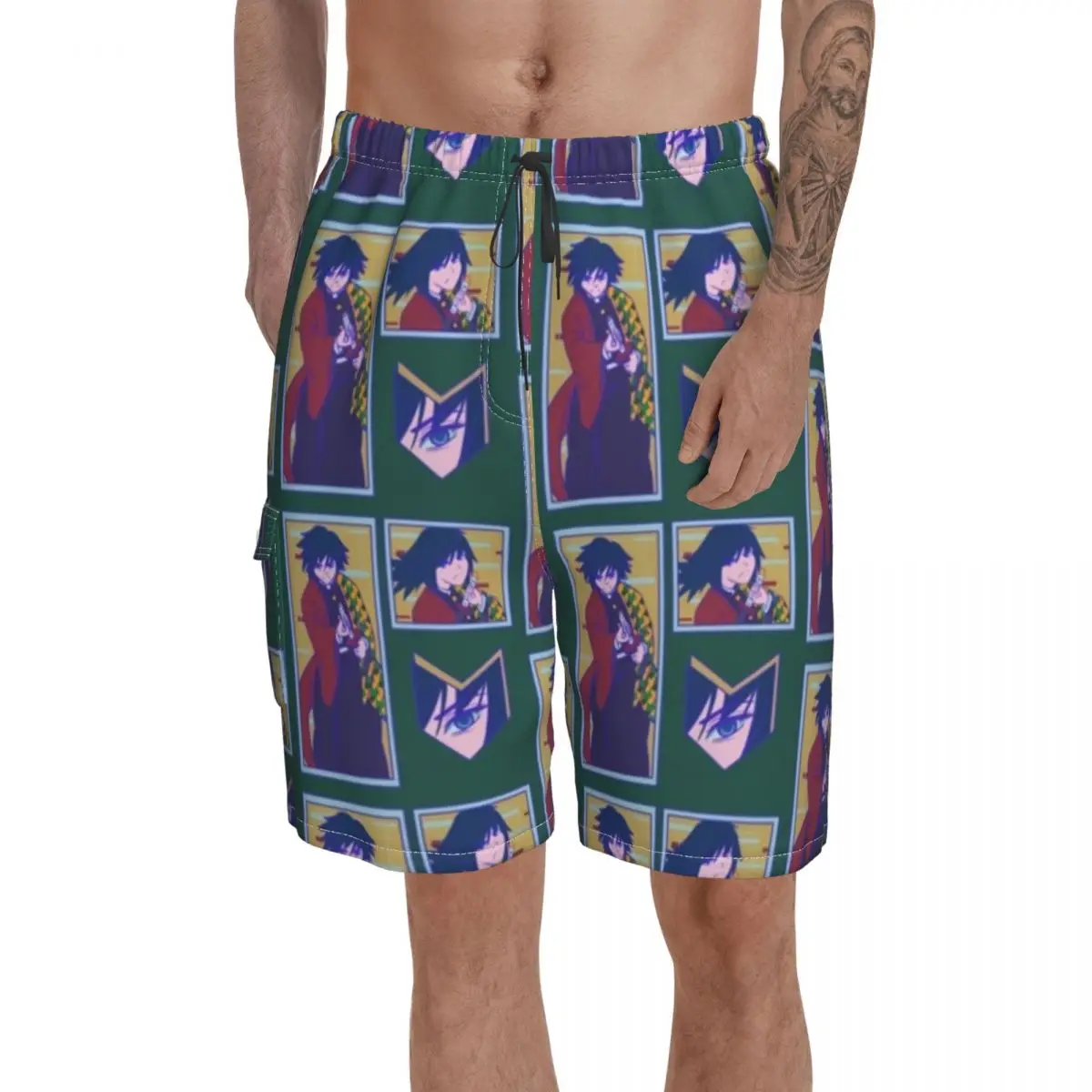 

Плавки-шорты Giyuu мужские из полиэстера, плавки для плавания с узором для купания