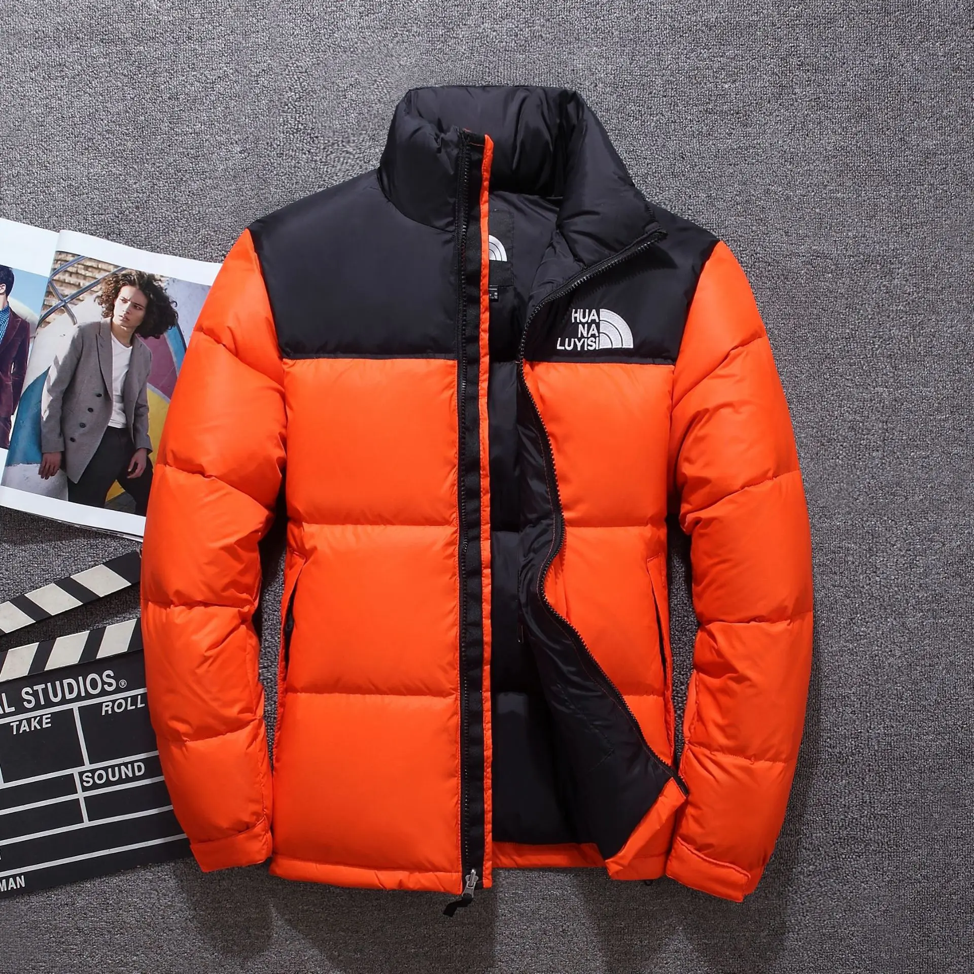 Брендовые зимние теплые пуховики с рисунком лица мужские и женские куртки на