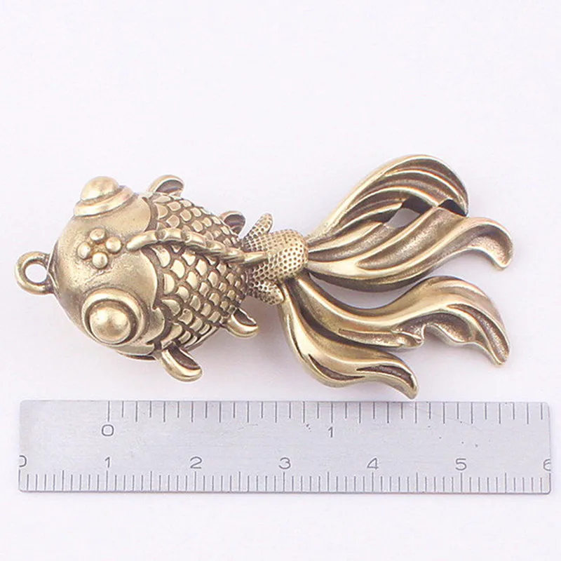 

100% Brass Handicraft Goldfish Casting Good Luck Car Button Keychain Tibetan Bronze Bell Creative Gift Home Decoration Pendant