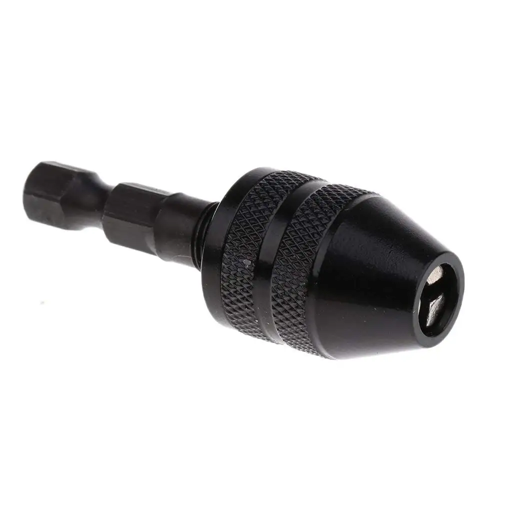

New 1/4inch Keyless Drill Chuck Hex Shank Adapter Converter Quick Change 0.3-3.4mm Hex Shank Drill Bit Tool Sliver Black Color