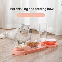 3 in 1 cat bowl feeder pet dog drinker feeder food dispenser automatic drinking bowls container for food water bowl for cats