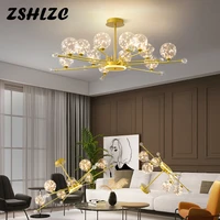 creative chandelier lighting clear glass ball for bedroom living room coffee shop decor led circle ceiling hanging pendant lamps