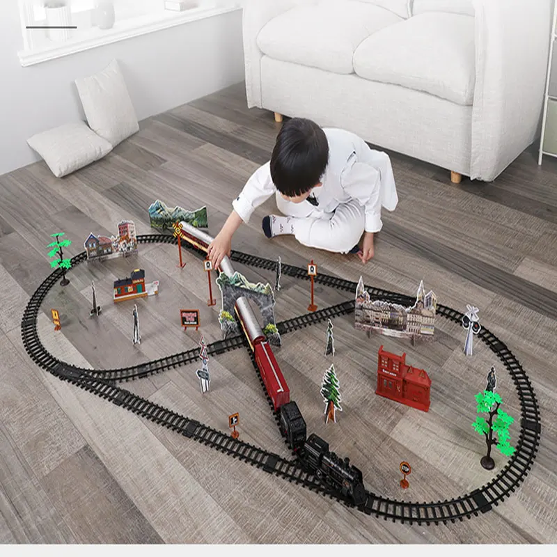 Классический электрический игрушечный поезд детский сделай сам трек железная