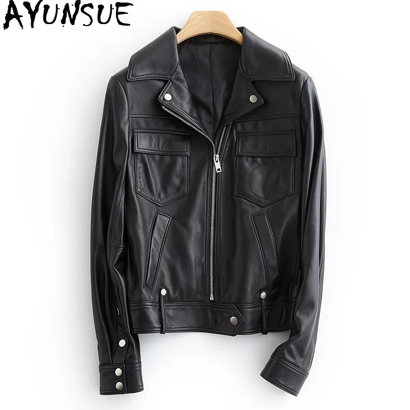 Женская куртка-бомбер из натуральной овечьей кожи на весну/осень | одежда