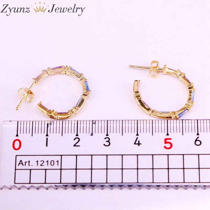 

5Pairs, Rainbow CZ Zirconia Micro Pave Stud Earring Fashion Charm Jewelry bling CZ Cubic Zirconia Circle Studs