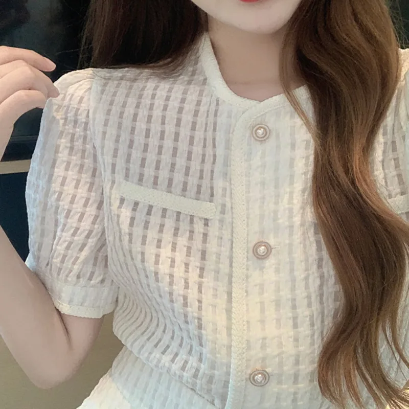 

Sweet Small Fragrant Korean Style Age-reducing Top + High-waisted Thin Wide-leg Shorts Two-piece Sets Female Office Ladies Suits