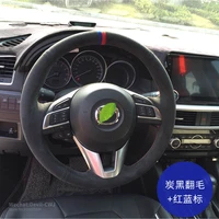 steering wheel cover for mazda cx4 atenza axela3 mazda 6 cx5 cx8 hand stitch leather grip interior car goods car accessories