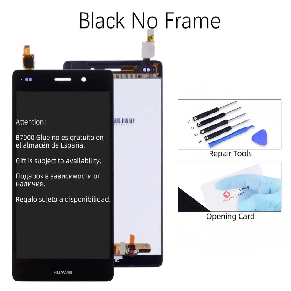 Дисплей для HUAWEI P8 Lite LCD в сборе с тачскрином на рамке 5.0‘’ черный белый золото - Цвет: Black No Frame