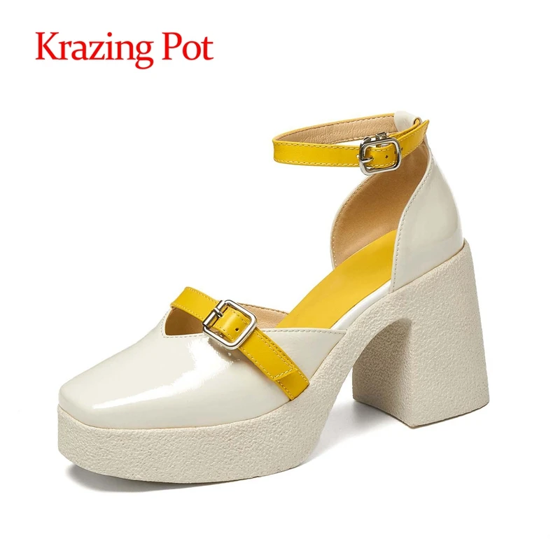 

Lenkisen с квадратным носком, на очень высоком каблуке; Смешанные цвета неглубокие толстые нижнее для молодых леди Одежда для девочек в Корейск...