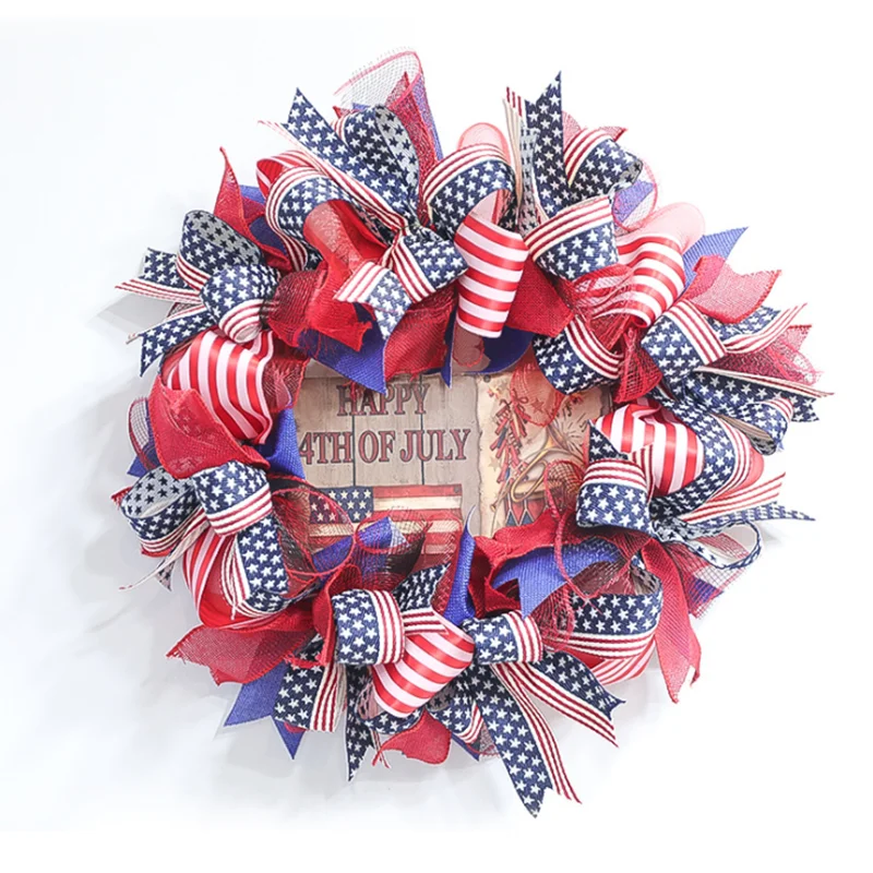 

U.S. National Day Independence Day Wreath Porch Decorations Front Door Courtyard Garland Wall Hanging Craft Easter Home Decor