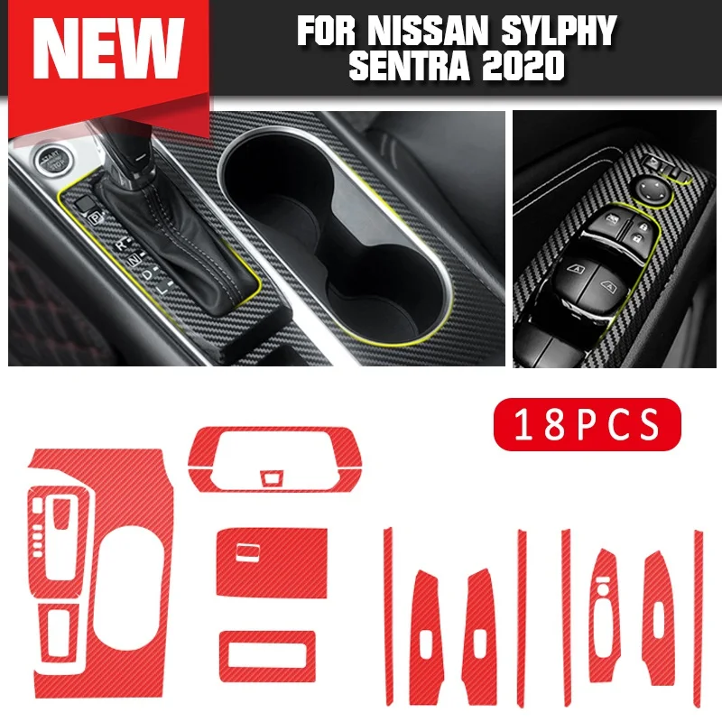

pcmos Auto Interior Gear Head Shift Knob Cover Grip Fit For Nissan Sylphy Sentra 2020 Interior Mouldings Stickers Accessories