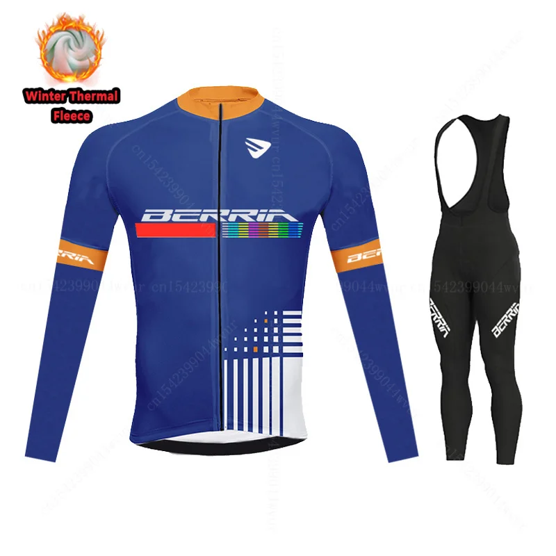 2021 Зимняя Теплая Флисовая одежда для команды BERRIA Мужская велоспорта с длинным