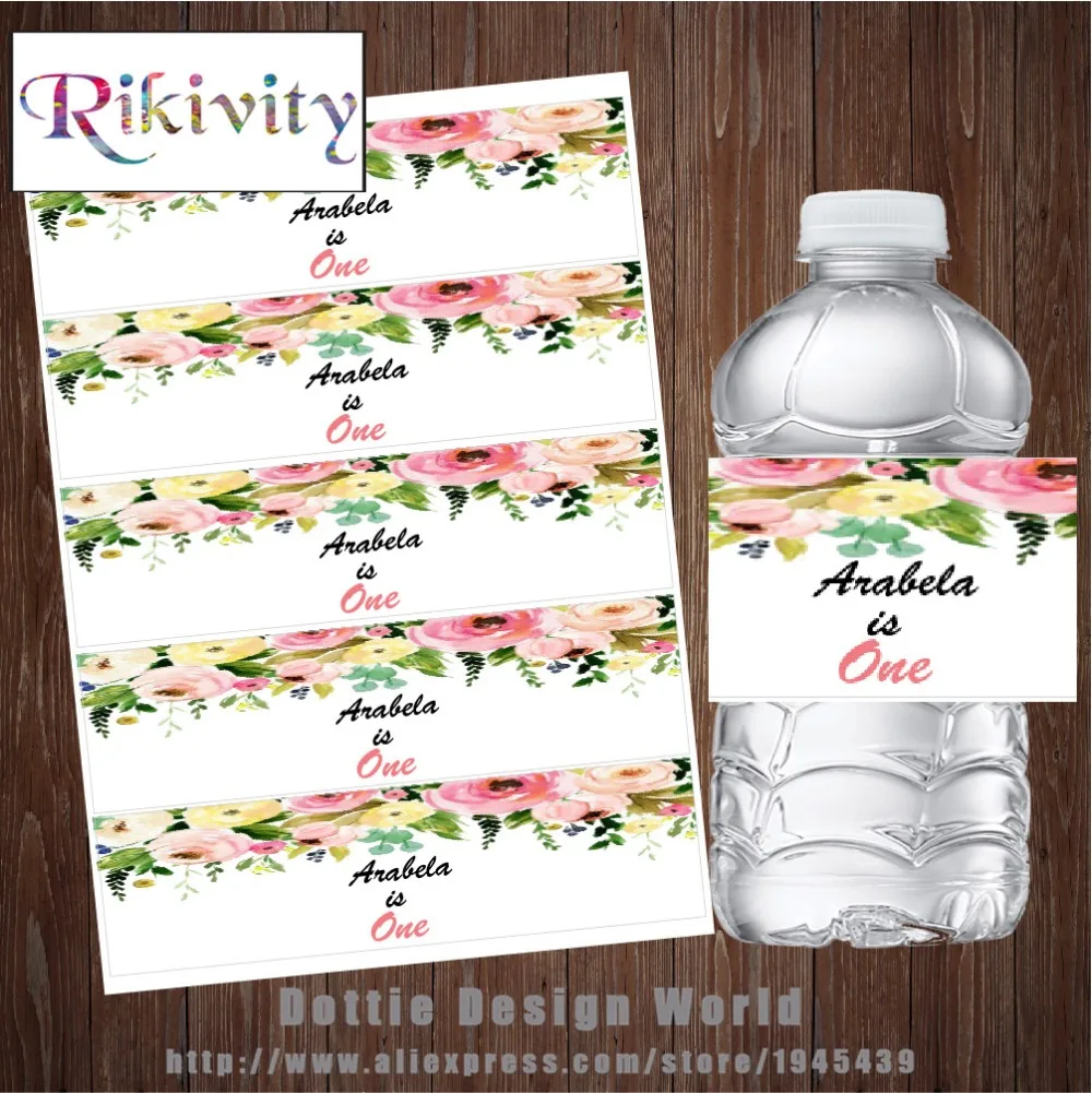 20 шт./лот акварельные цветочные этикетки для бутылок с водой обертка конфет