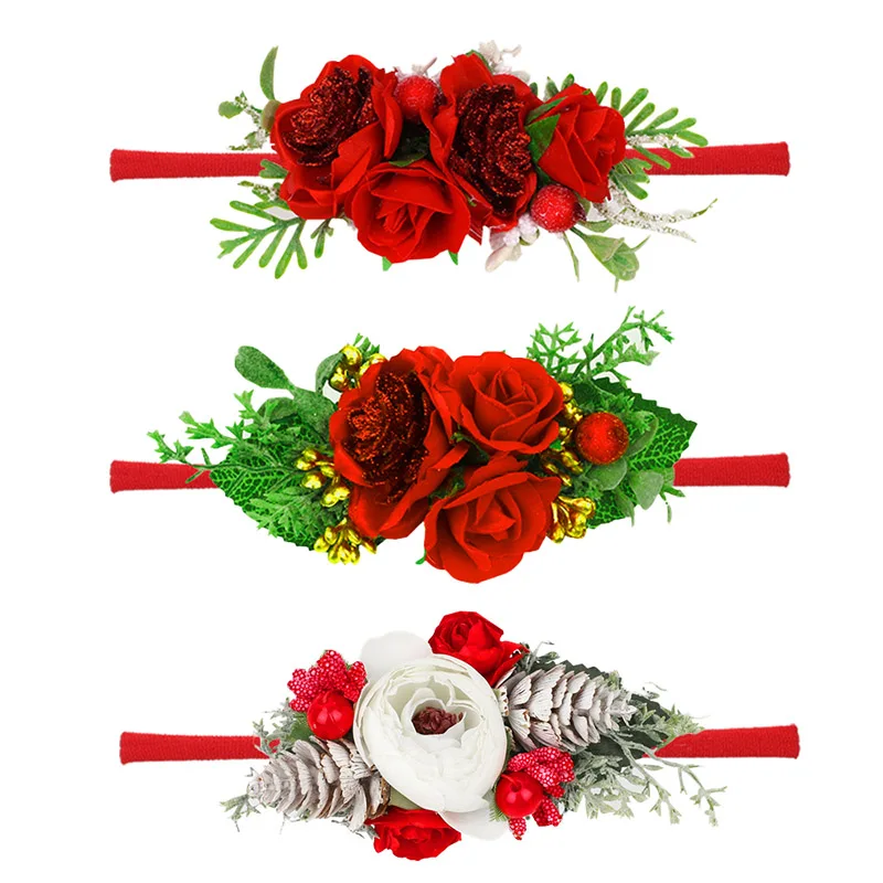 Цветочный бант для новорожденных головной убор Тиара Рождественский подарок