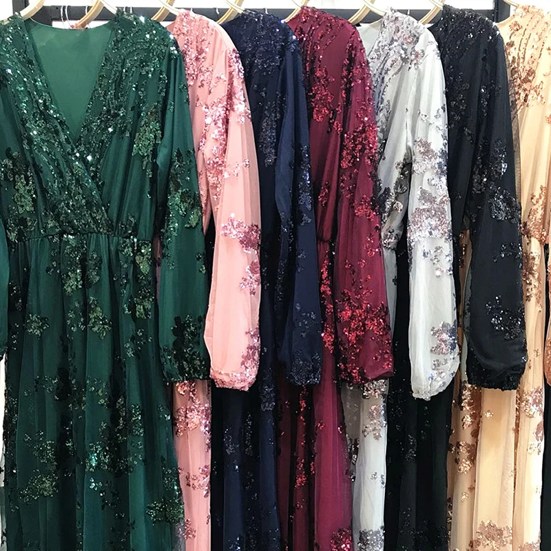 Блестящие Abaya Дубай турецкие платья мусульманское платье женское хиджаб кафтан
