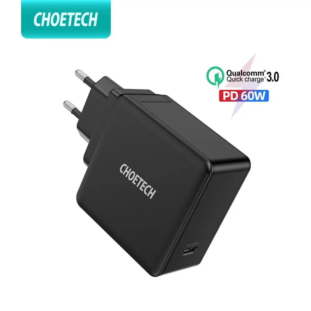 Зарядное устройство CHOETECH USB type C PD 60 Вт для MacBook Air iPad Pro быстрой зарядки QC3.0 Pixel 4 Dell XPS