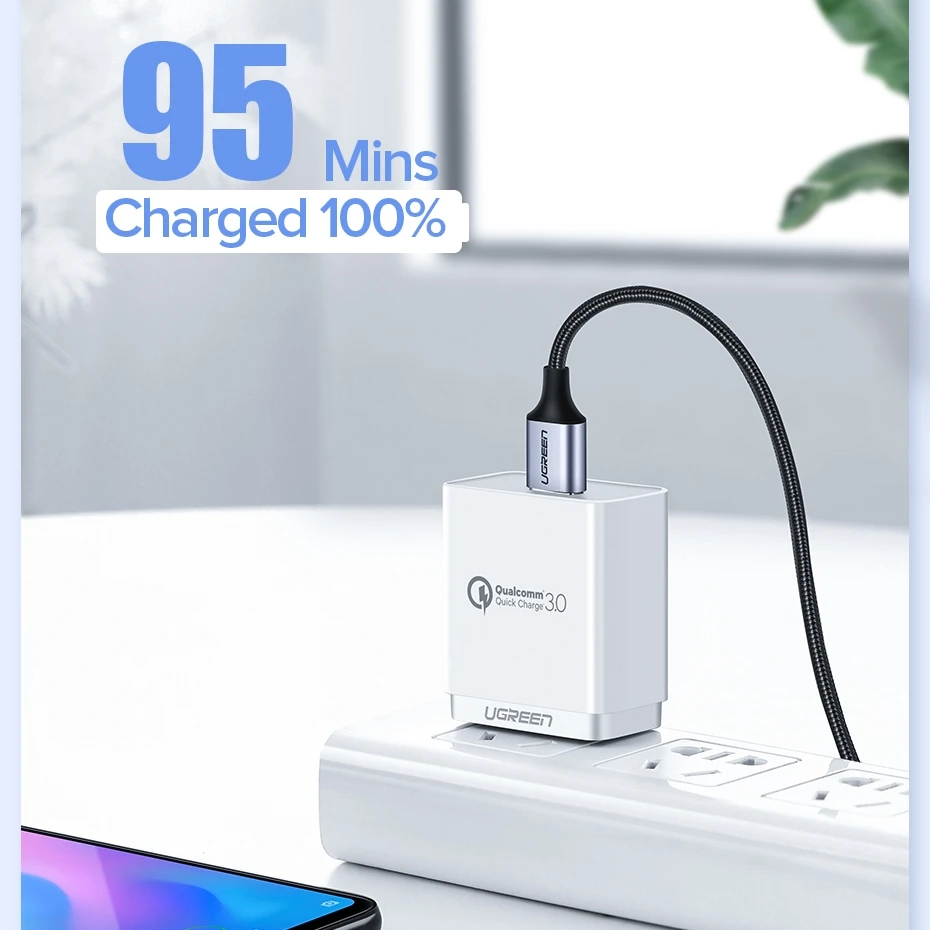 Ugreen usb type-c кабель передачи данных для быстрой зарядки зарядное устройство для samsung s9 s8 huawei xiaomi9 usb c кабель короткий 2 м Android 90 градусов