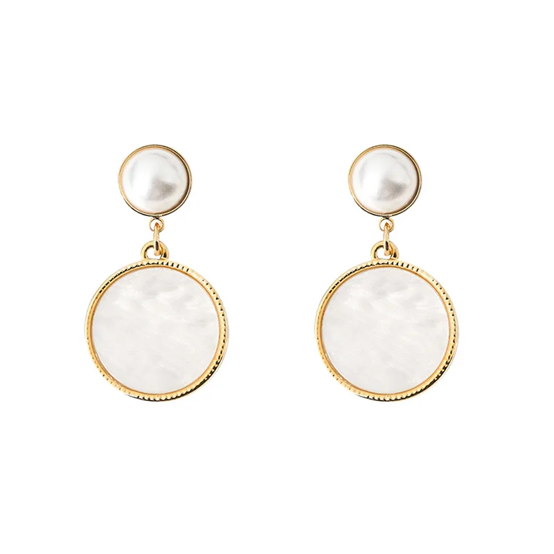 

Round Retro Pearl Stud Earrings Women Fashion Style Korean Earrings 2021 Aesthetic Aluminium Alloy Baroque Jewelry