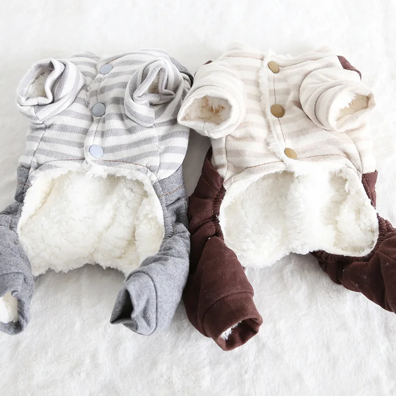 Рок джинсовая полосатая одежда для домашних собак зимняя халат комбинезон сабак